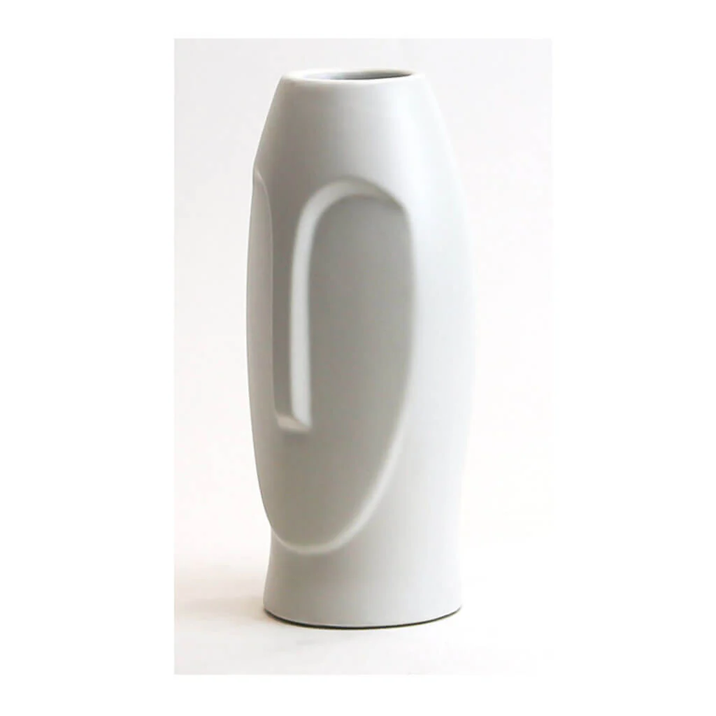Small White Moai Vase 9.25in