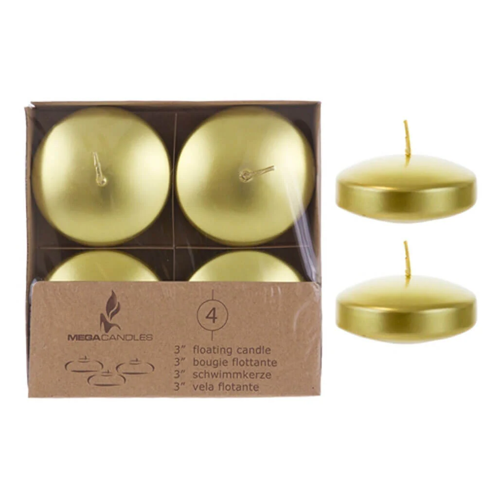 Floating Disc Candles Gold 3in