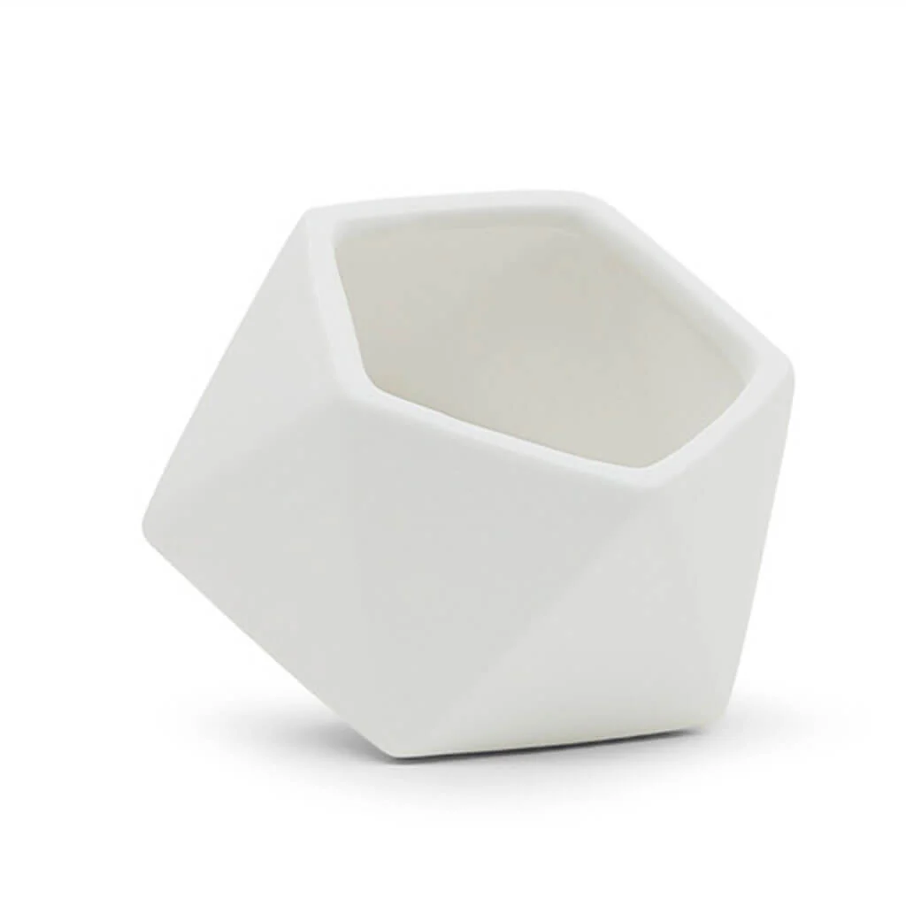 Medium Tilted Geometric Pot Matte White 5.1in W x 4.3in H