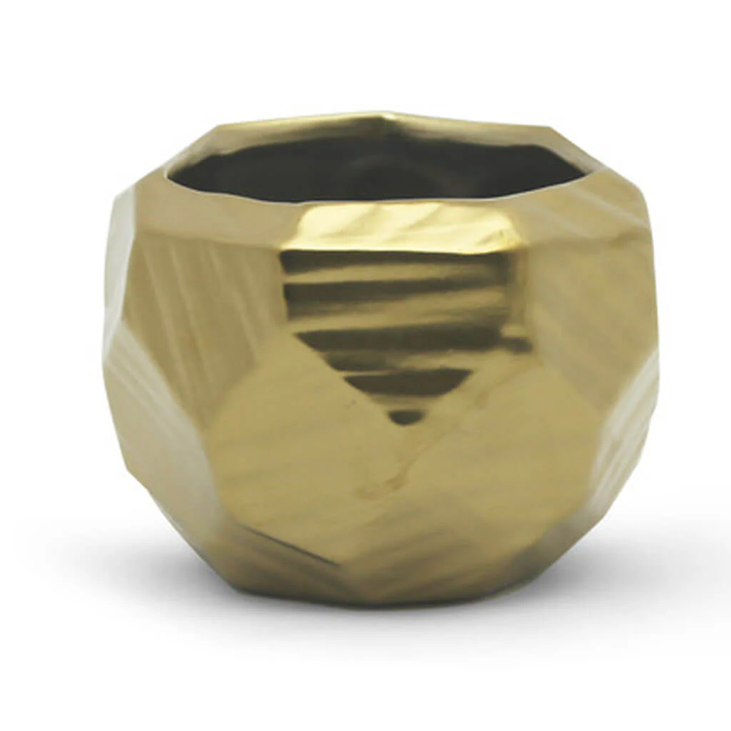 Small Gold Geometric Pot 4in W x 2.75in H