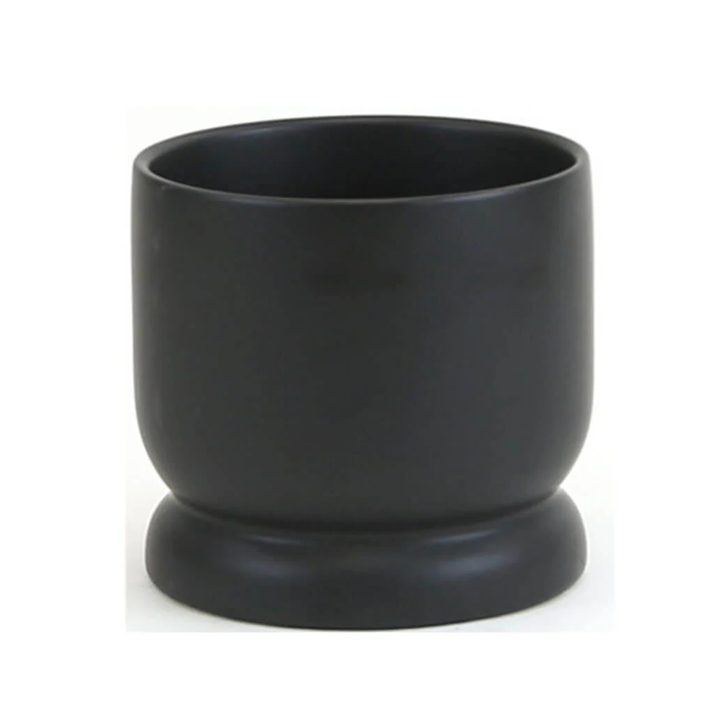Medium Black Ceramic Modern Pedestal Bowl 5.3" W X 5" H