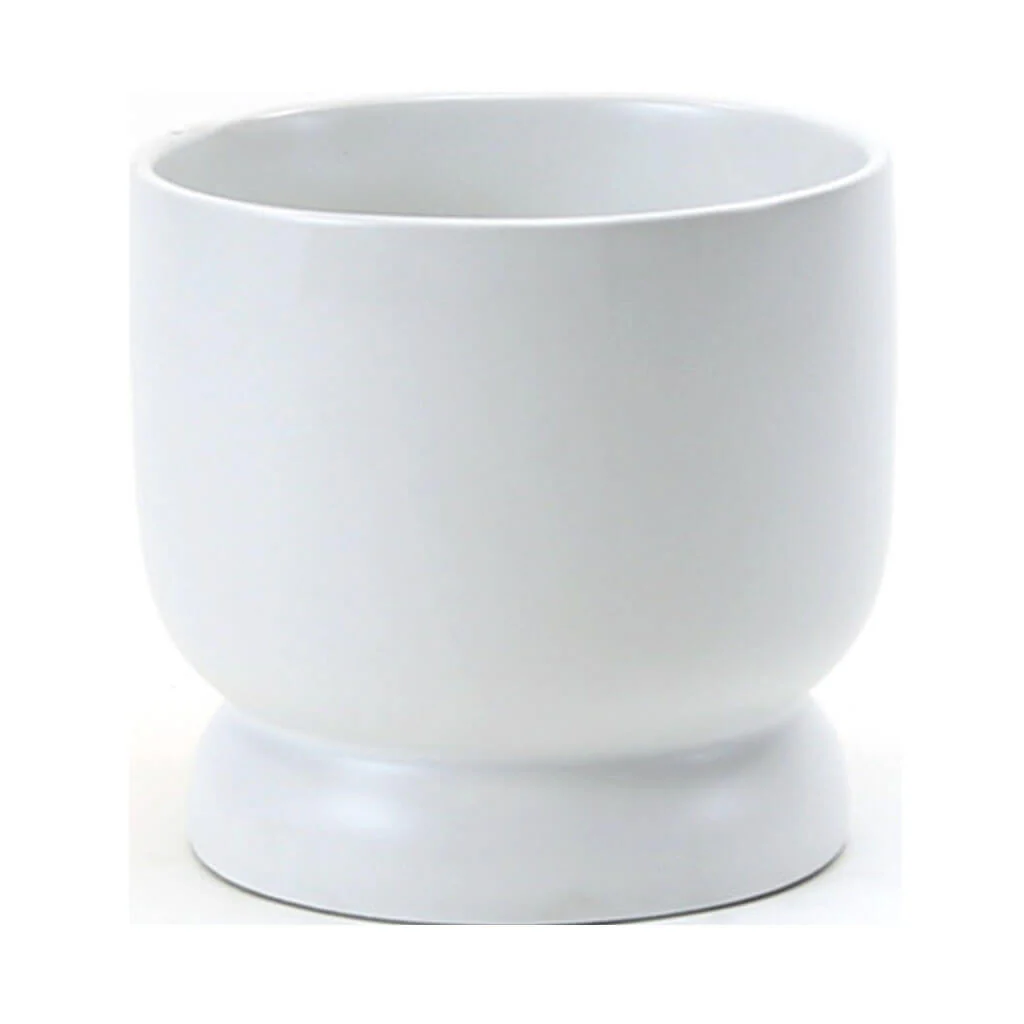 Large White Ceramic Modern Pedestal Bowl 6" W X 5.8" H