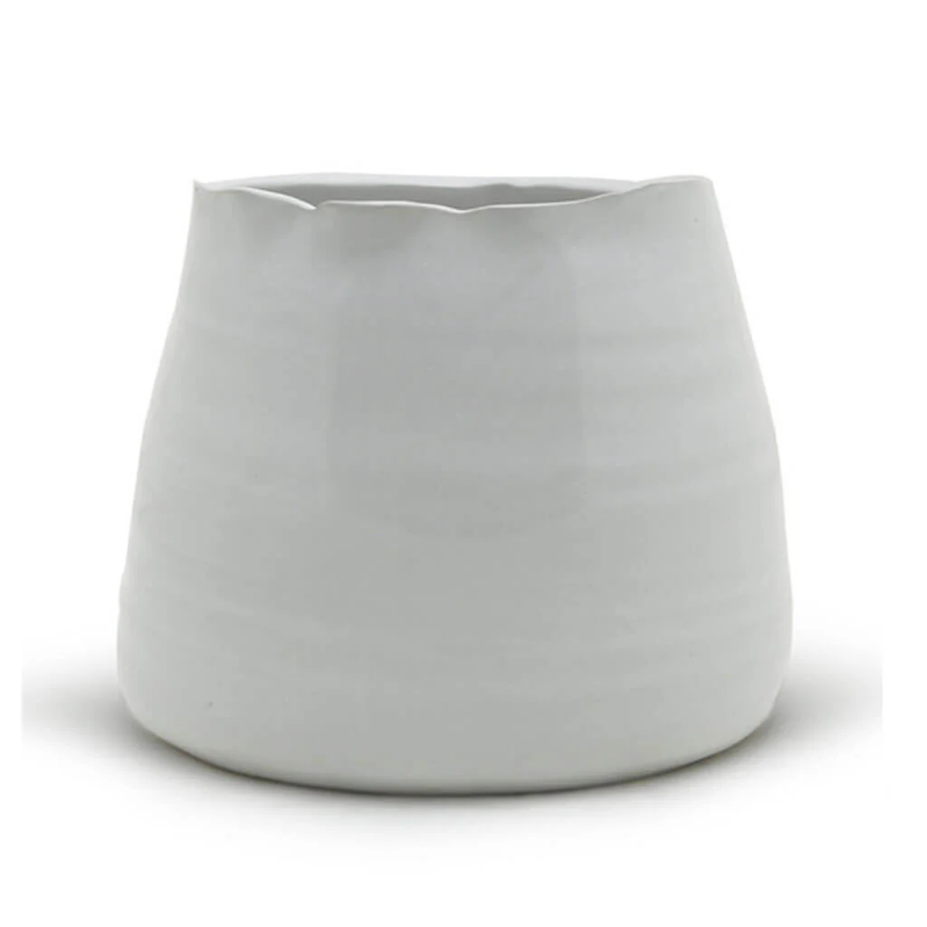 Medium White Bowl Pot 5" H