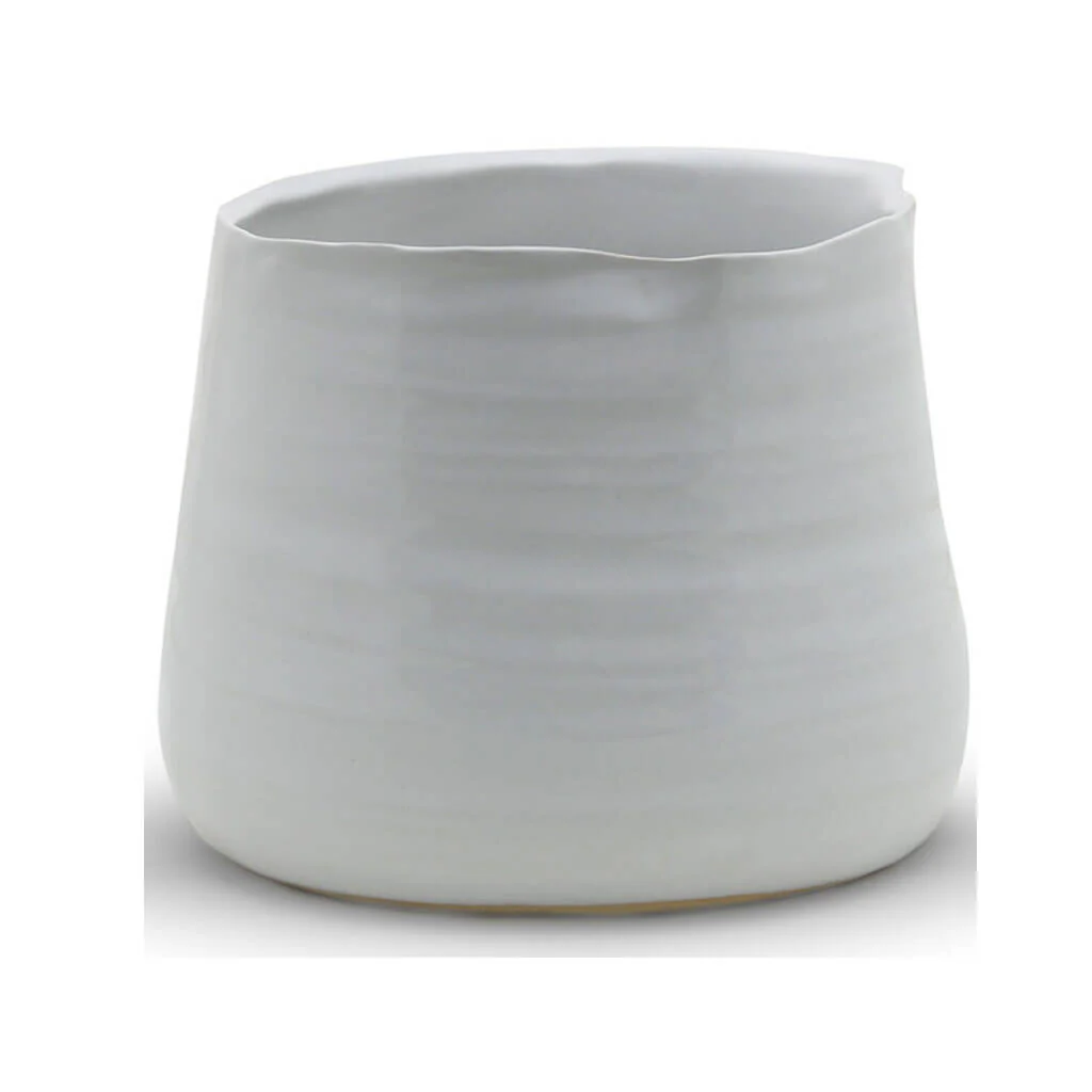 Large White Bowl Pot 5.7" H
