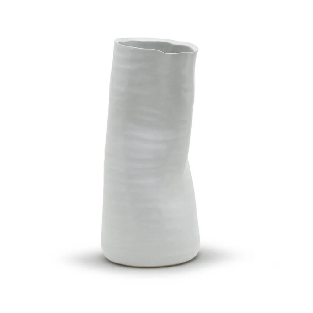 White Formed Vase 9" H