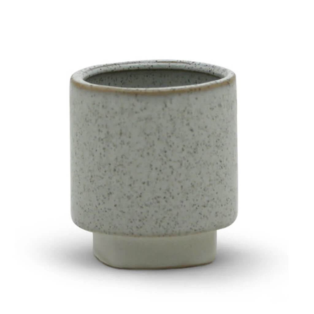 Small Unique Cream Cylinder Ceramic With Base 3.15 H