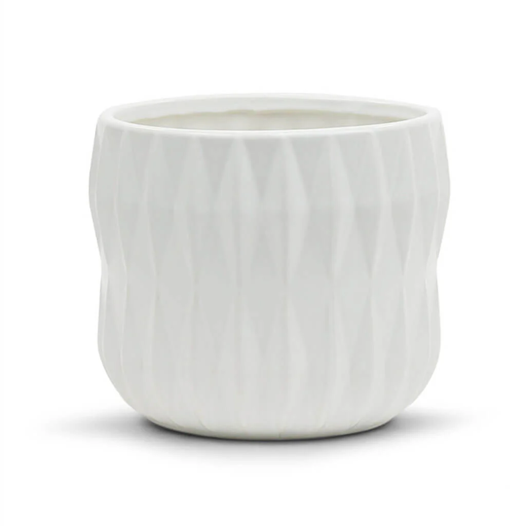Large Unique White Ceramic Pot 6.5" W x 6" H