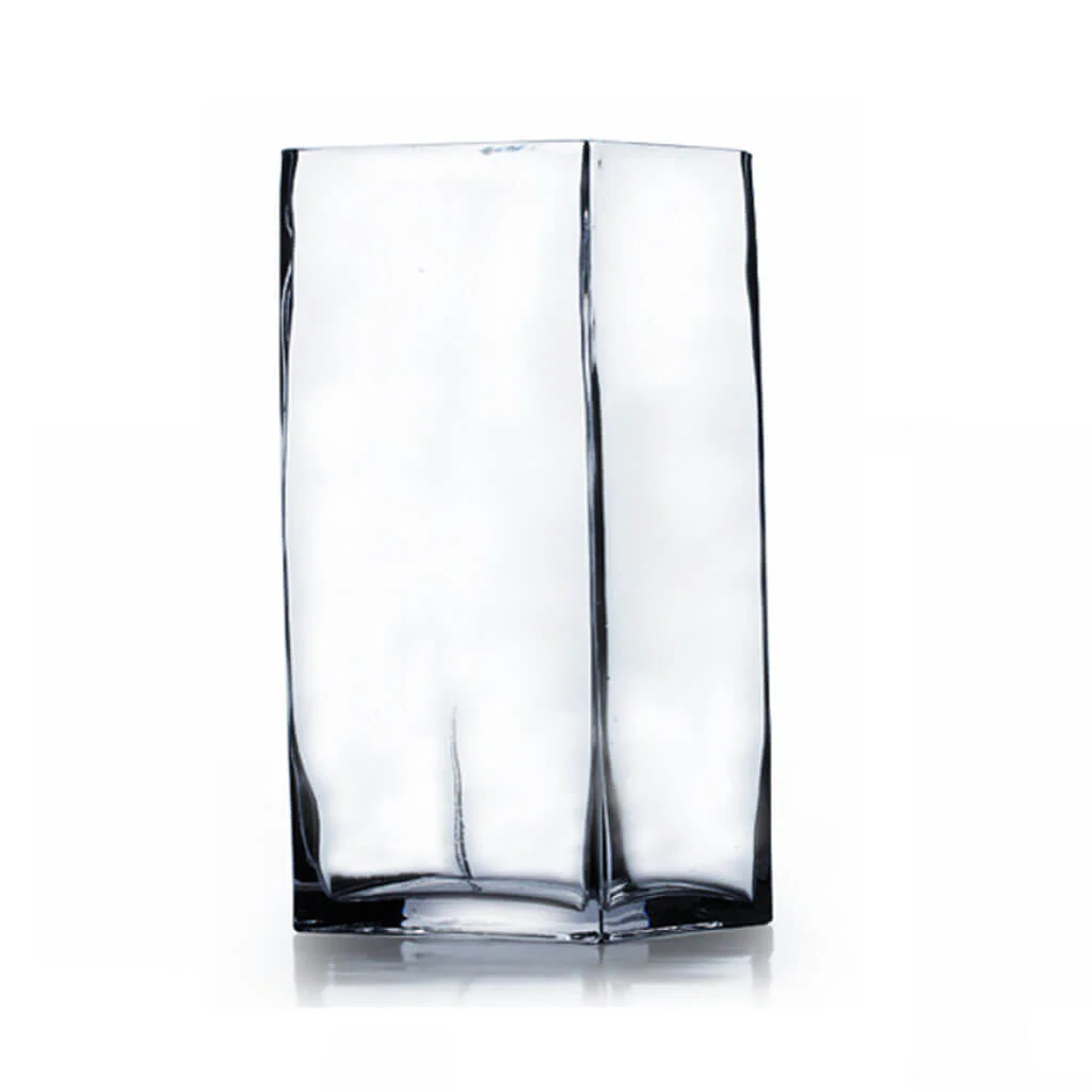Square Glass Block Vase 4in x 6in