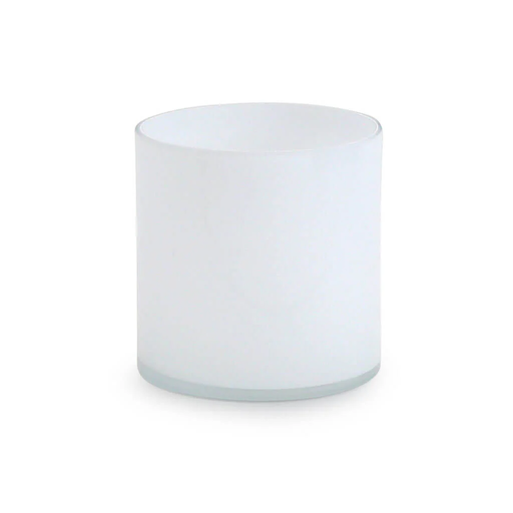 White Glass Cylinder Vase 6in x 6in