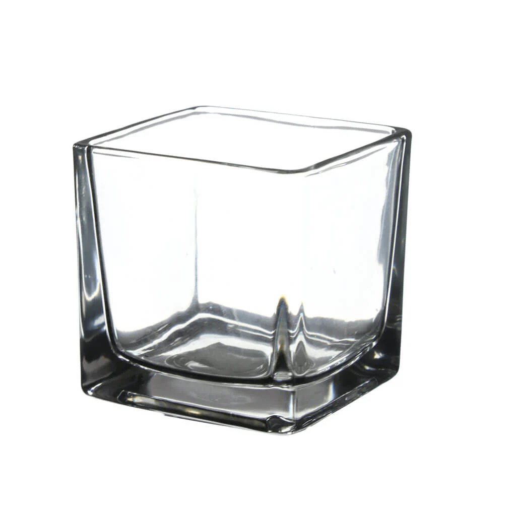 Everyday Clear Cube Glass Candle Holder / Vase 3in