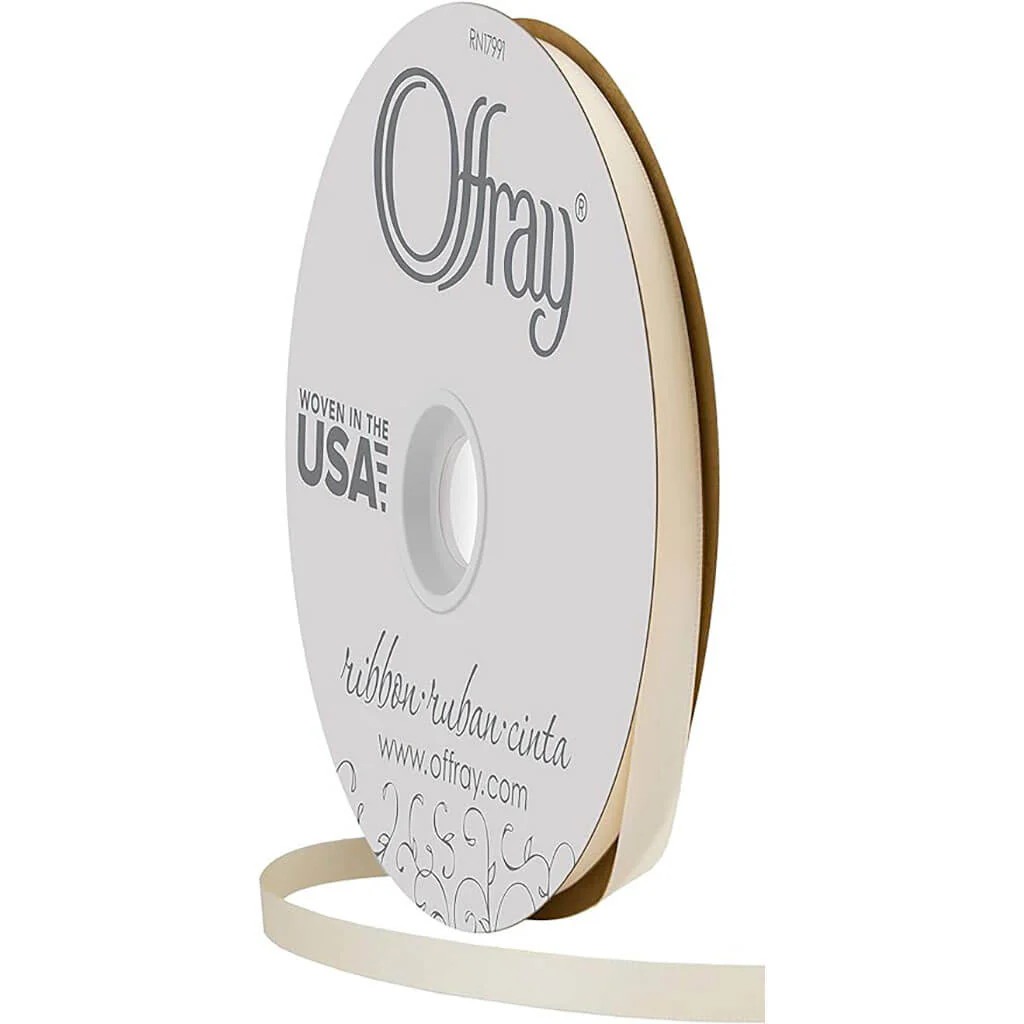 Double Face Satin Ribbon Ivory, 3/8in x 20yds