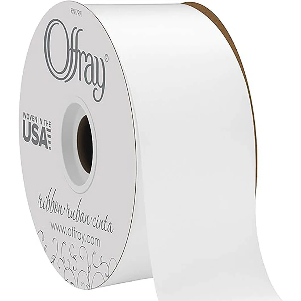 Double Face Satin Ribbon White, 2.25in x 50yds
