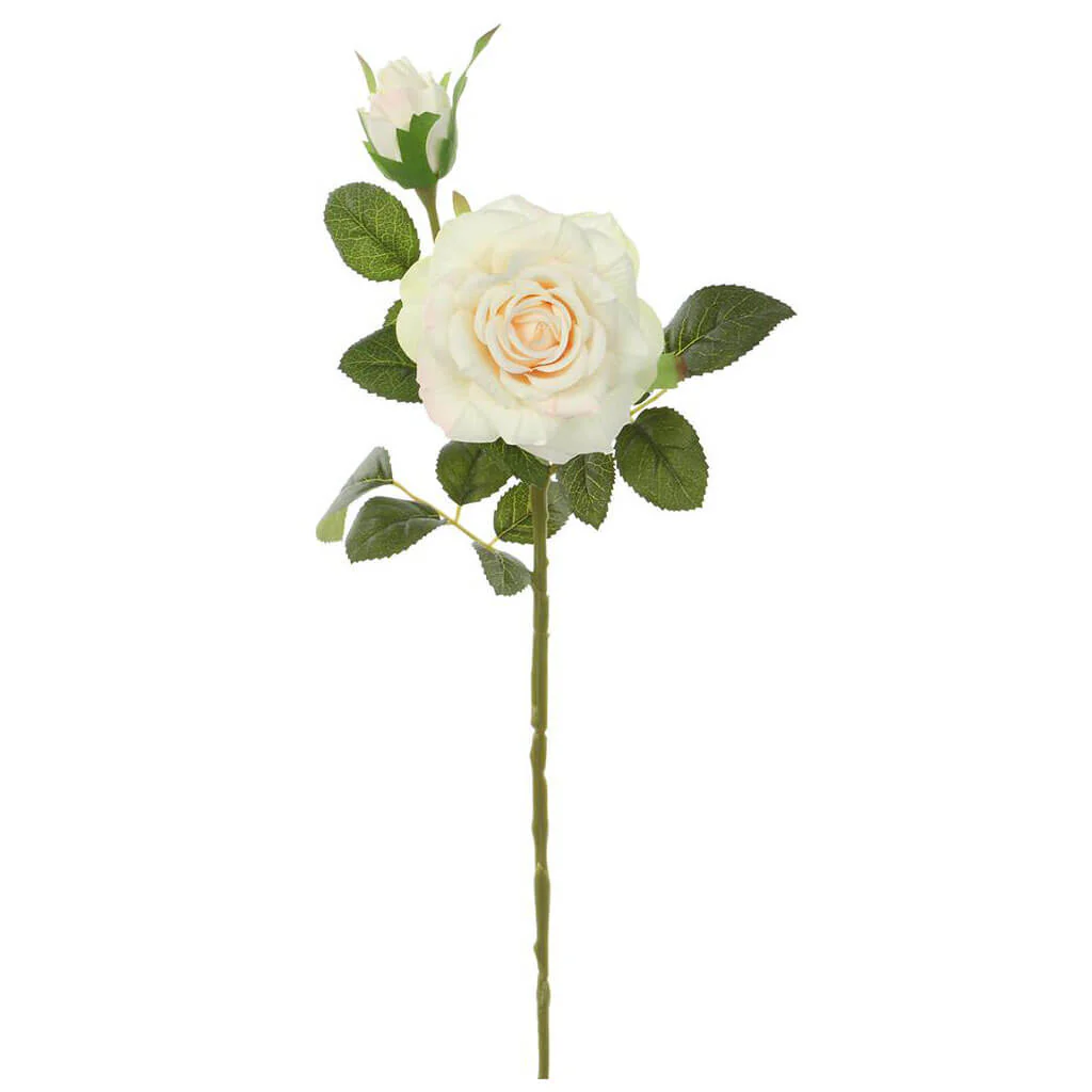 Rose Spray 18in Cream White