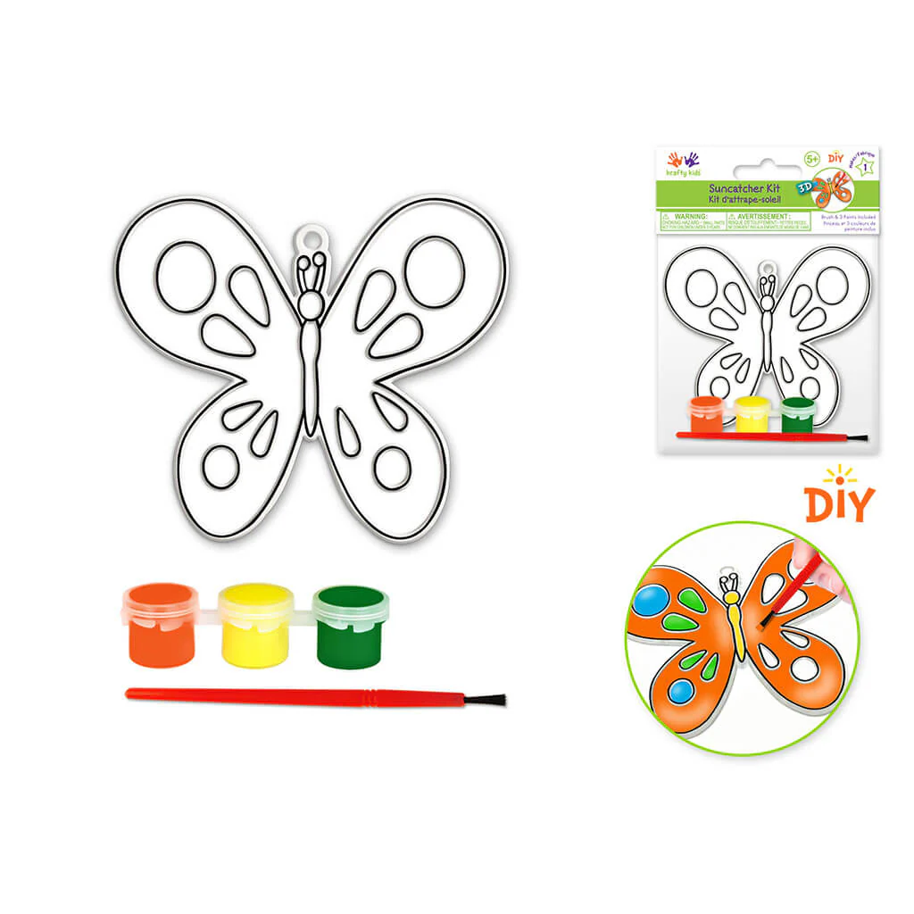 3D DIY 3.5in-4.3in Suncatcher with 3 Paints & Applicator, Butterfly