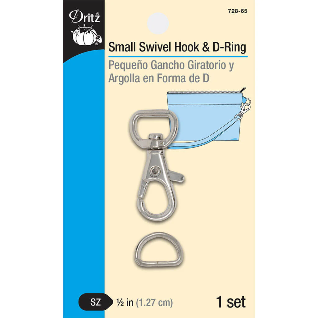Dritz Small Swivel Hook & D-Ring 1/Set Nickel