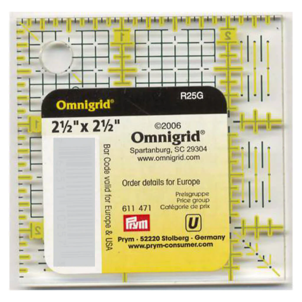 Omnigrid Ruler with Grid 2.5in x 2.5in