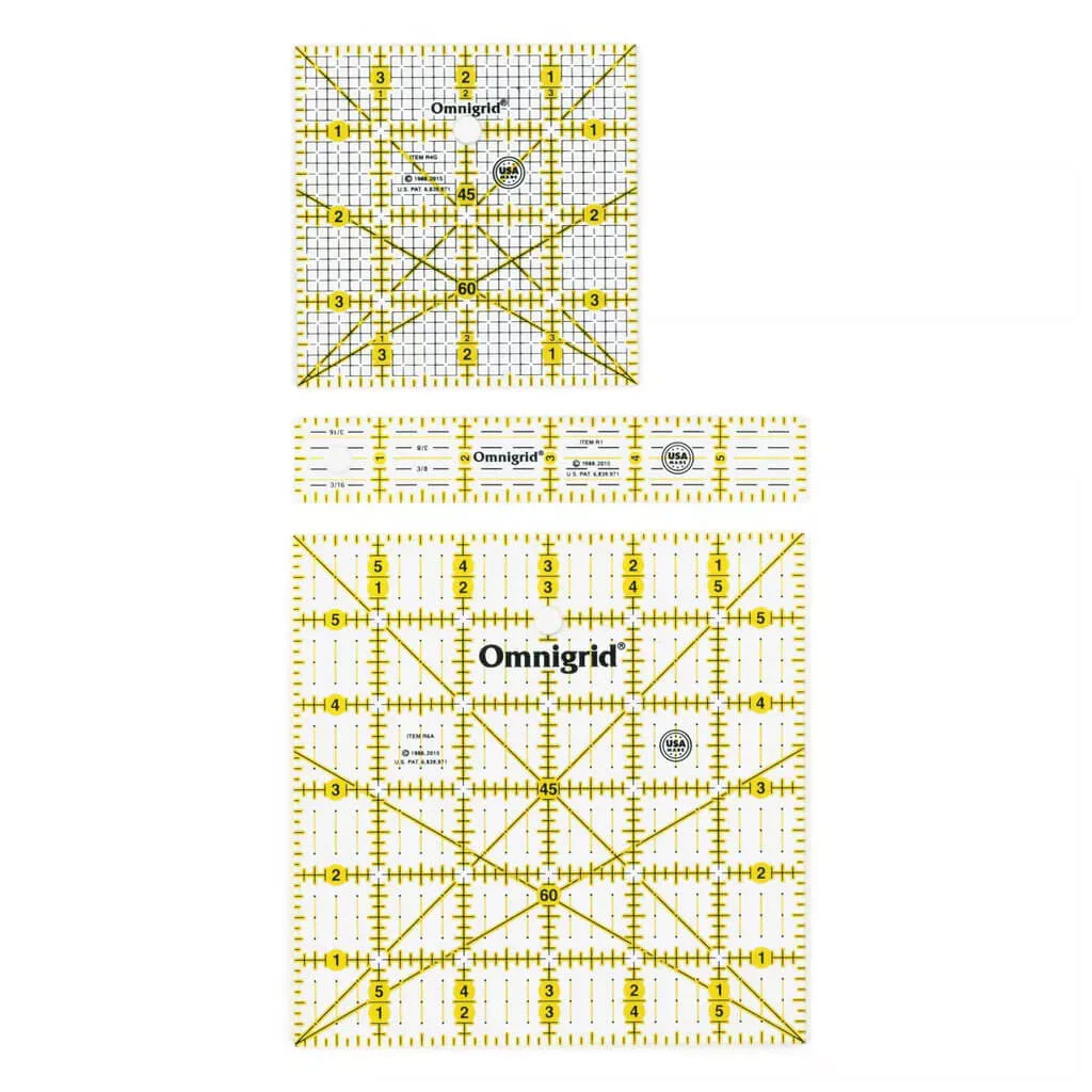 Omnigrid Ruler Set 3ct, 4in, 6in & 1in x 6in