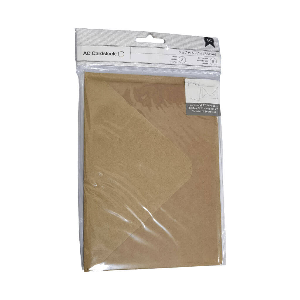 Cards & Envelopes A7 Kraft 8pk