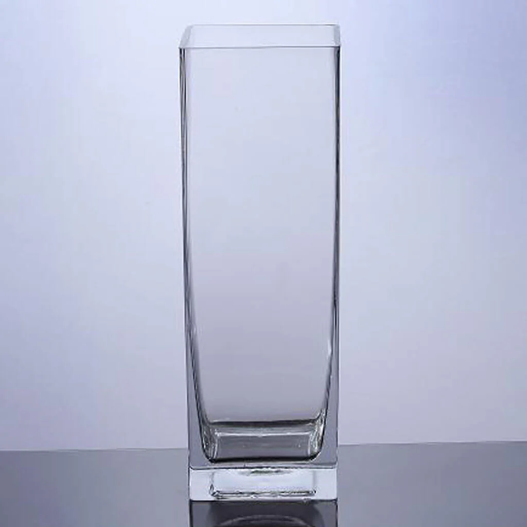 Block Glass Vase 4in x 4in x 12in