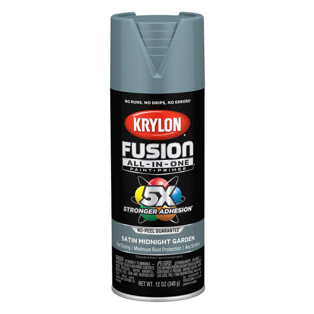 KRYLON Fusion All-in-One Spray Paint + Primer, Satin Mdnight Gardn, 12oz