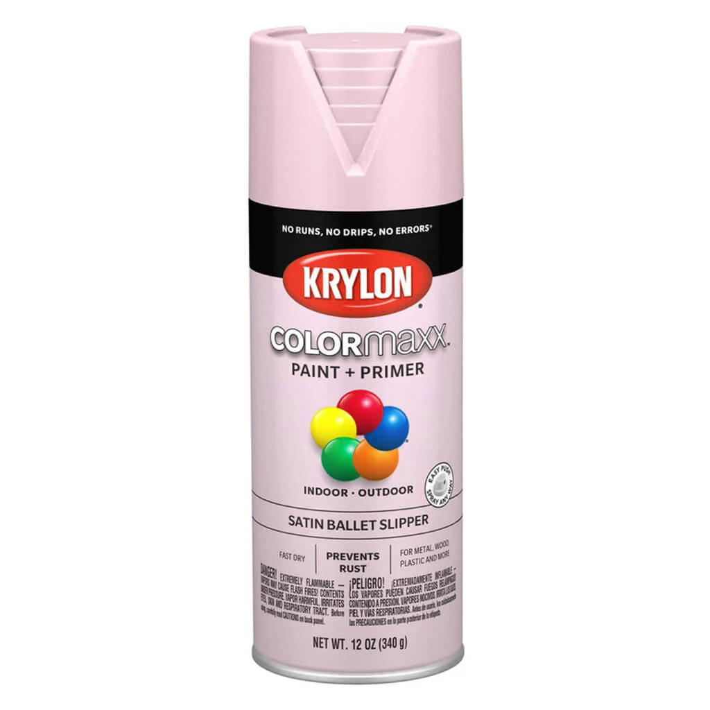 KRYLON Colormaxx Spray Paint + Primer, Satin Ballet Slipper, 12oz