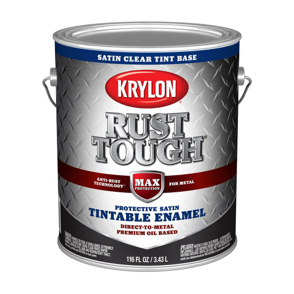 Krylon Rust Tough Enamel Paint Satin Sheen, Clear, 1gal