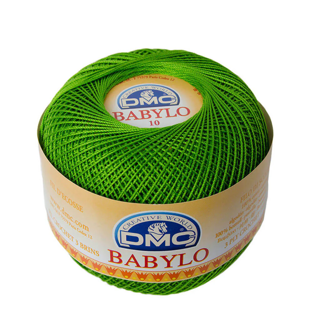 Babylo 10 Crochet Thread Balls 50G, Medium Parrot Green