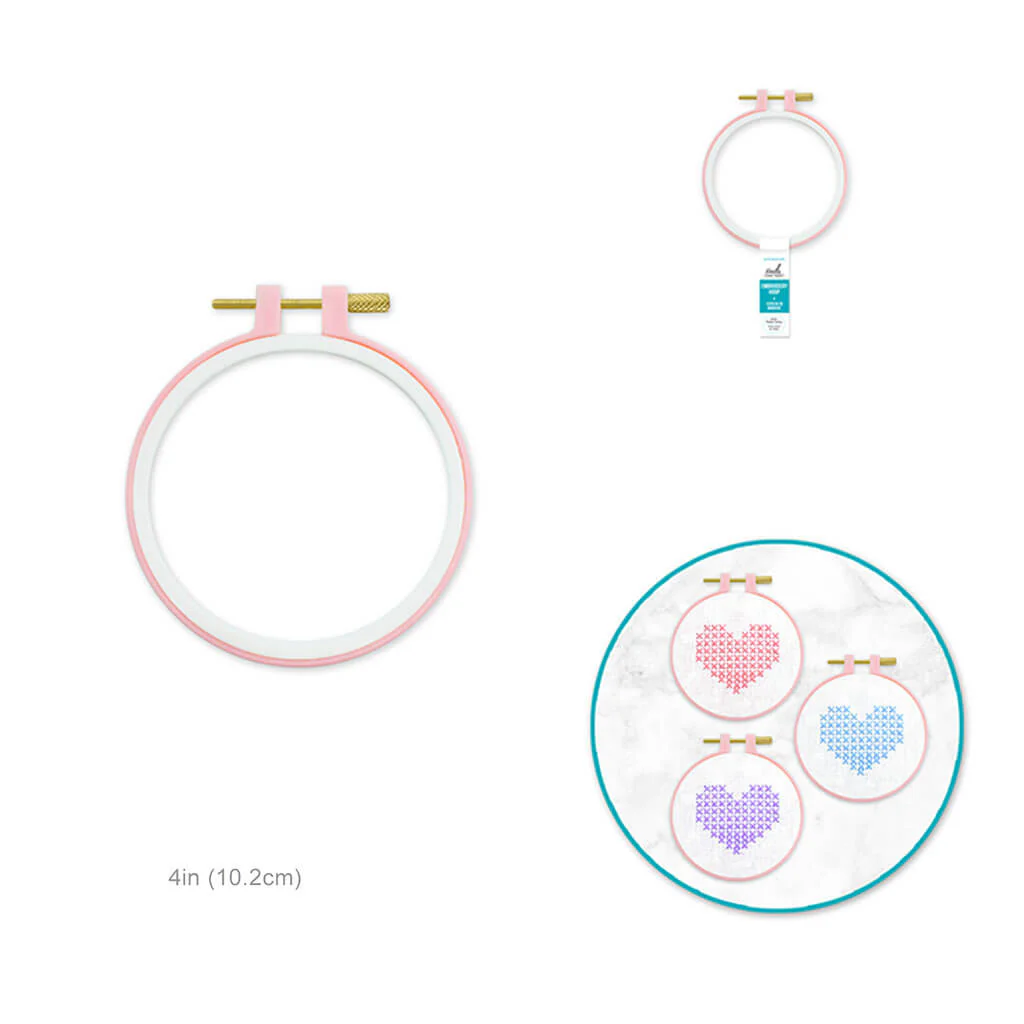 Plastic Embroidery Hoop with Brass Clamp, 4in