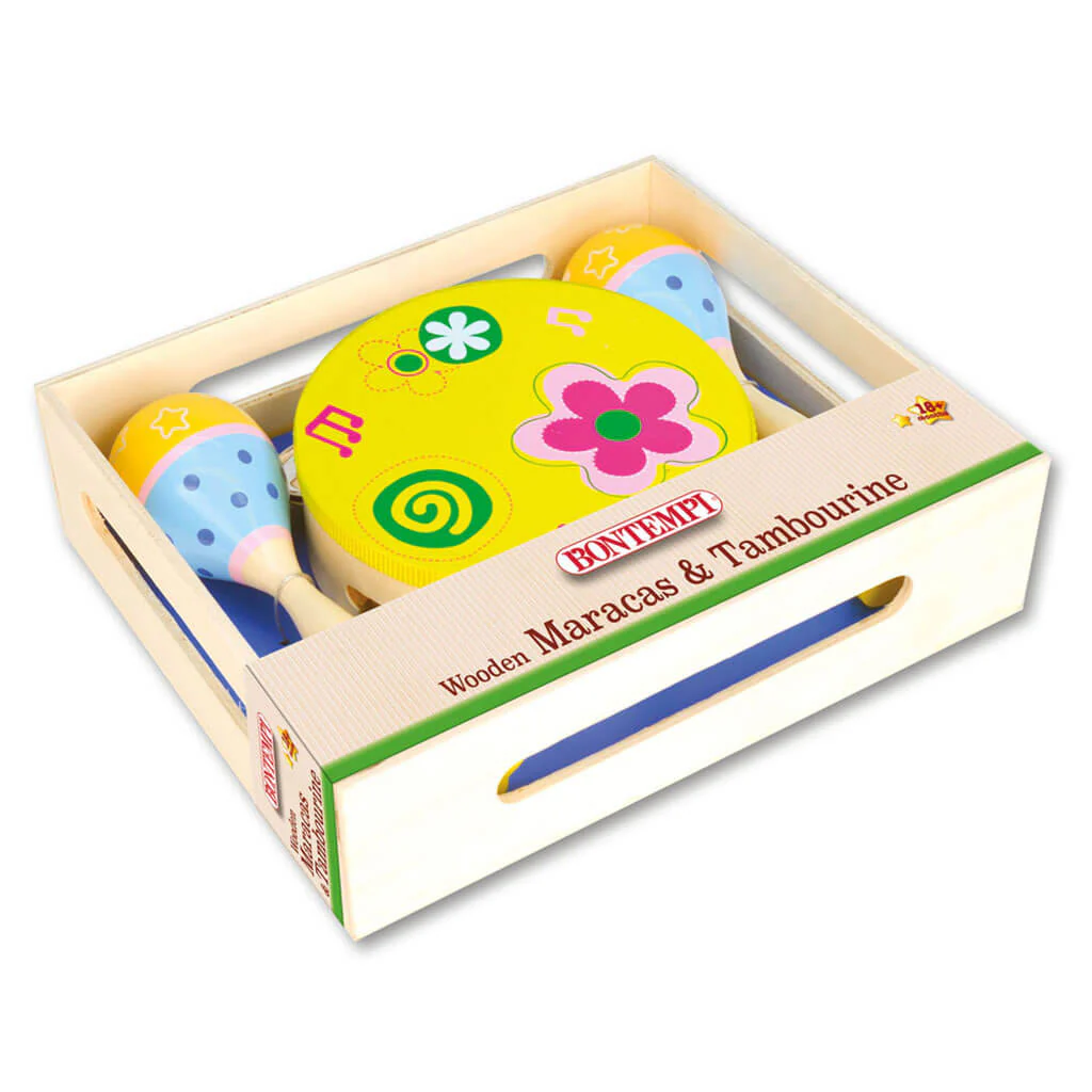 Bontempi Wooden Maracas and Tambourine - Image 2