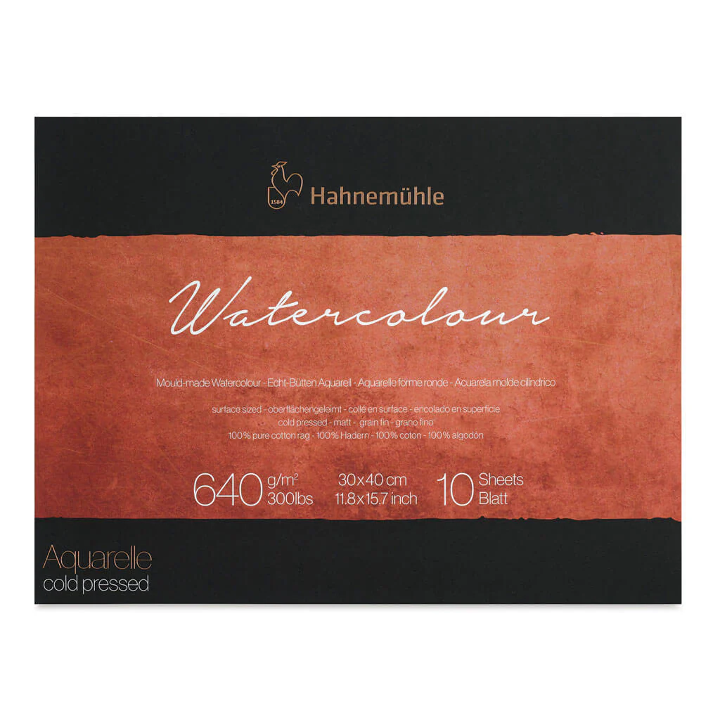 Hahnemuhle The Collection Watercolor 640gsm Cold Pressed, 30cm x 40cm, 10 Sheets