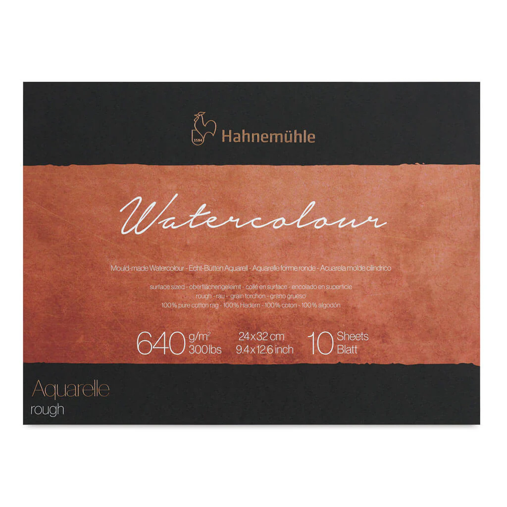 Hahnemuhle The Collection Watercolor 640gsm Rough, 24cm x 32cm, 10 Sheets