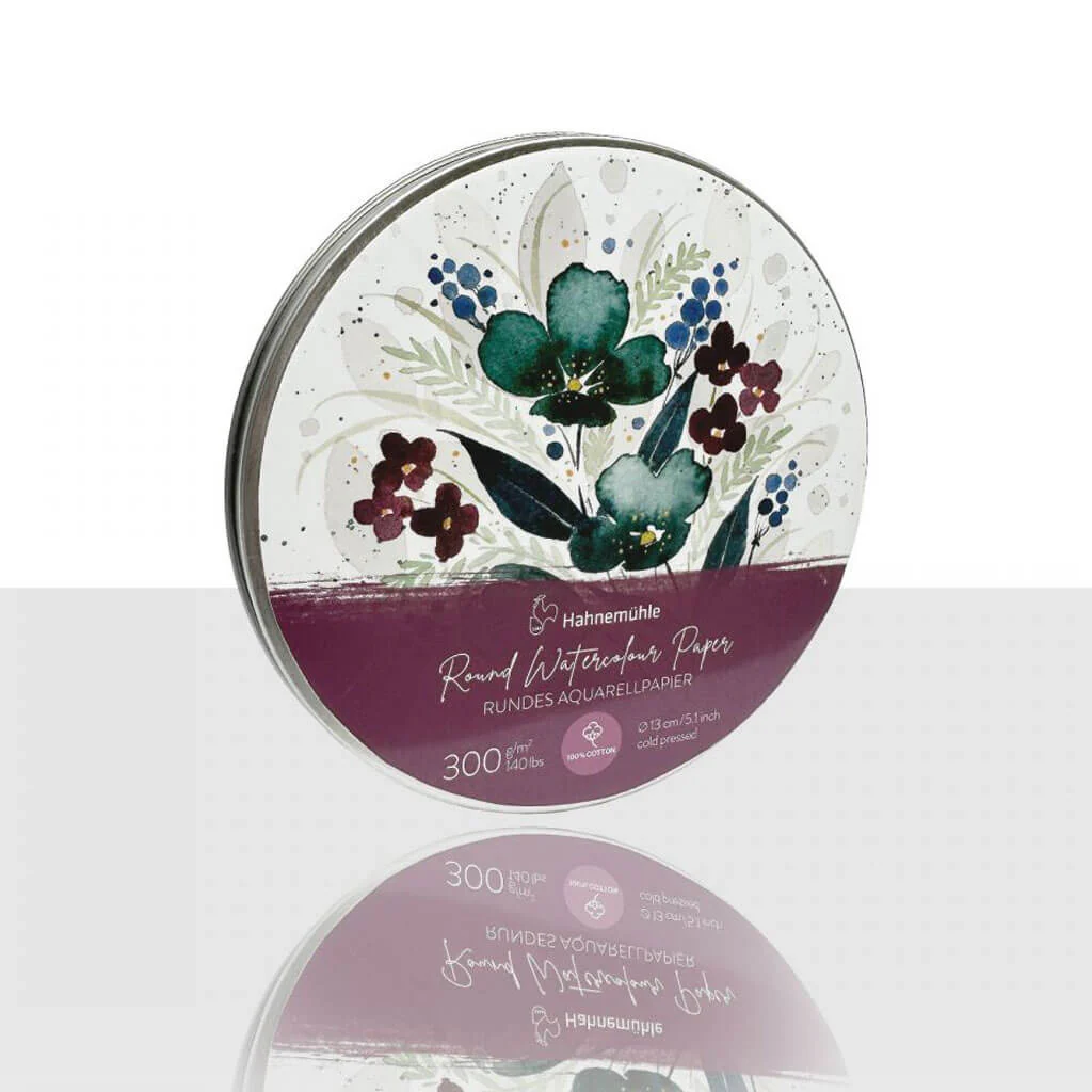 Hahnemuhle Round Watercolor Paper in Metal Box Expression 300gsm, Cold Pressed, 13cm