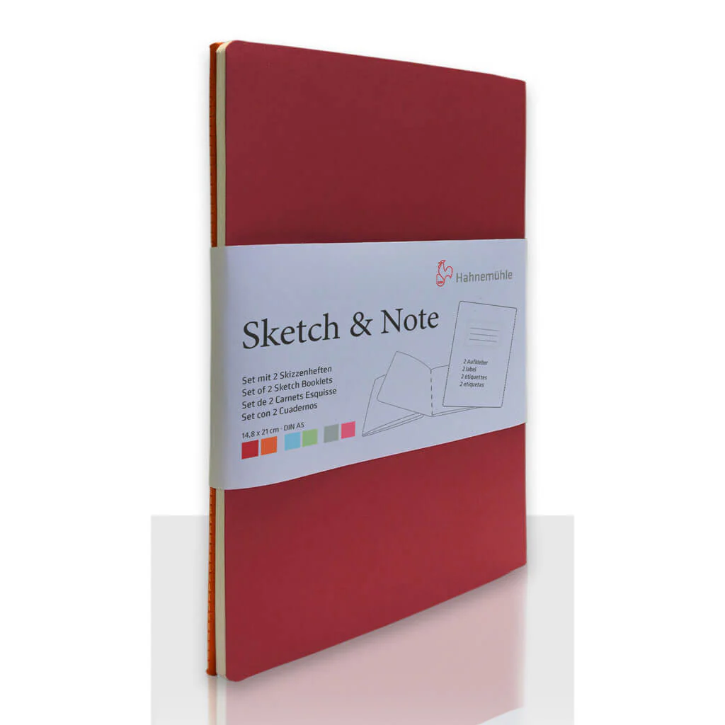 Hahnemuhle Sketch & Note Red Bundle 125gsm A5 5.88cm x 8.25cm, 20 Sheets per booklet 2PK