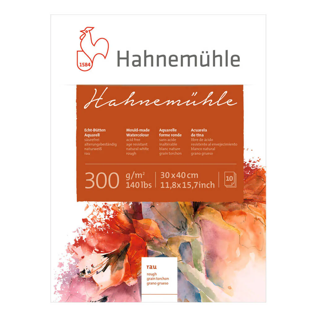 Watercolor Block "Hahnemuhlen Rough 300Gsm, 30cm x 40cm, 10 Sheets