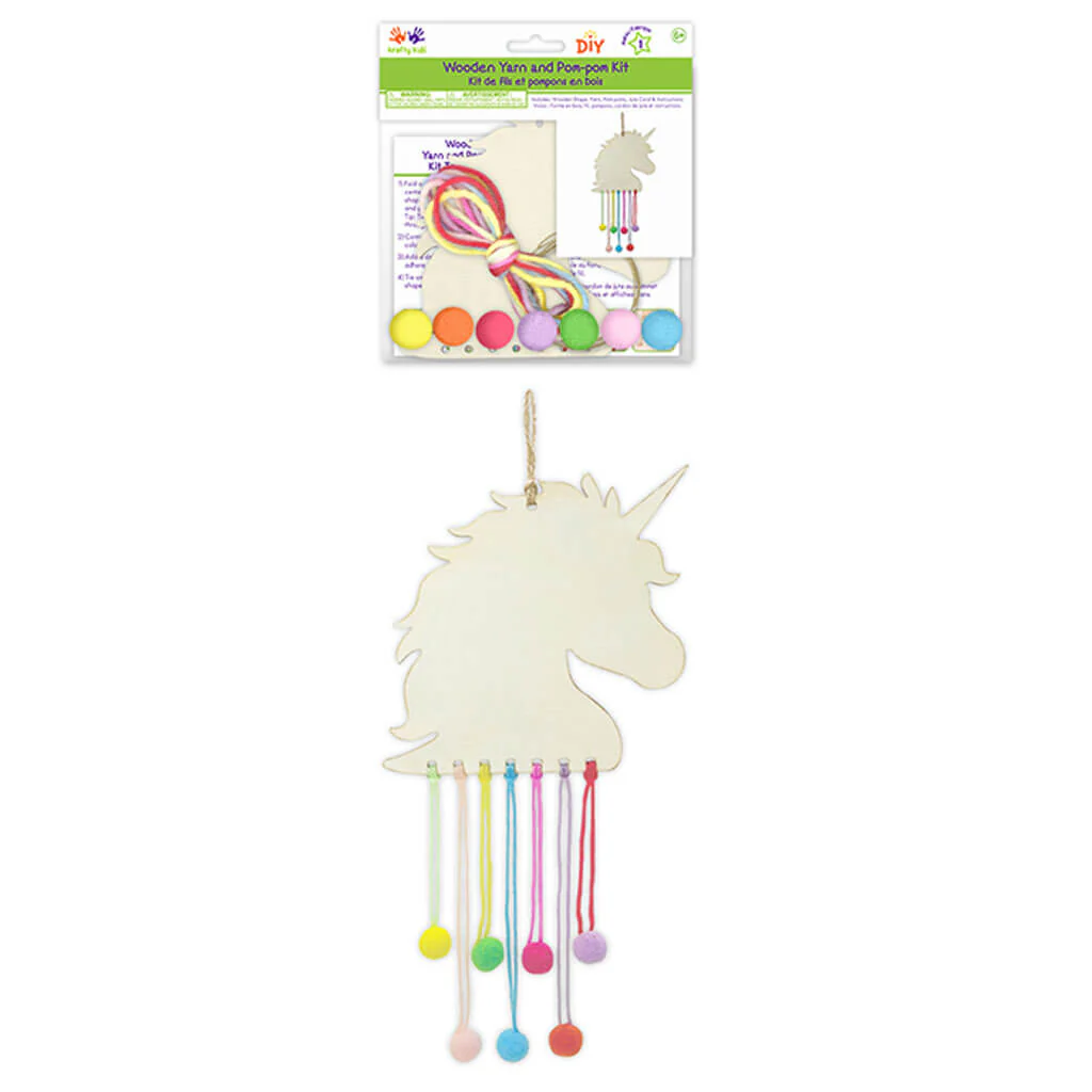 Krafty Kids Kit: DIY Wood Ornament Yarn & Pompom Kit - Image 3