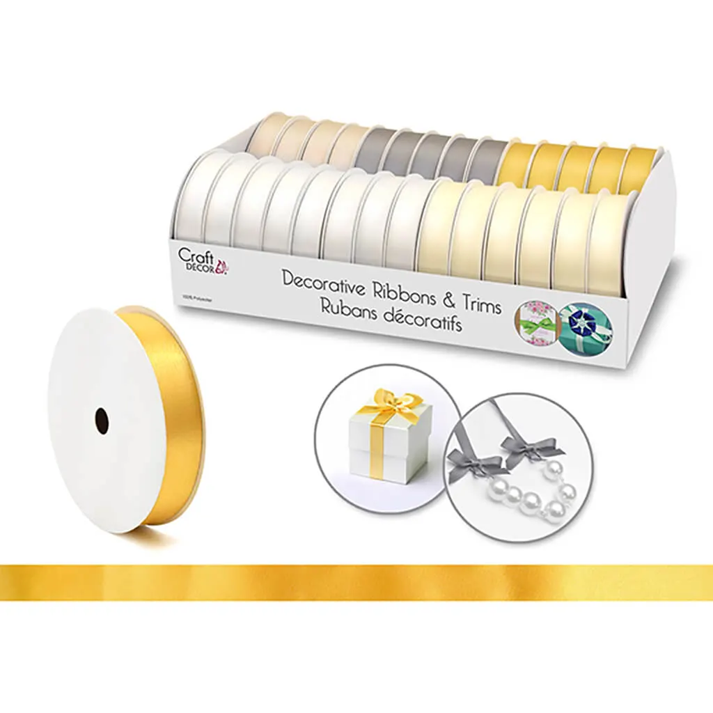Craft Decor Ribbons/Trims: Poly-Satin 5/8IN x 4yd Rolls Elegance White - Image 4