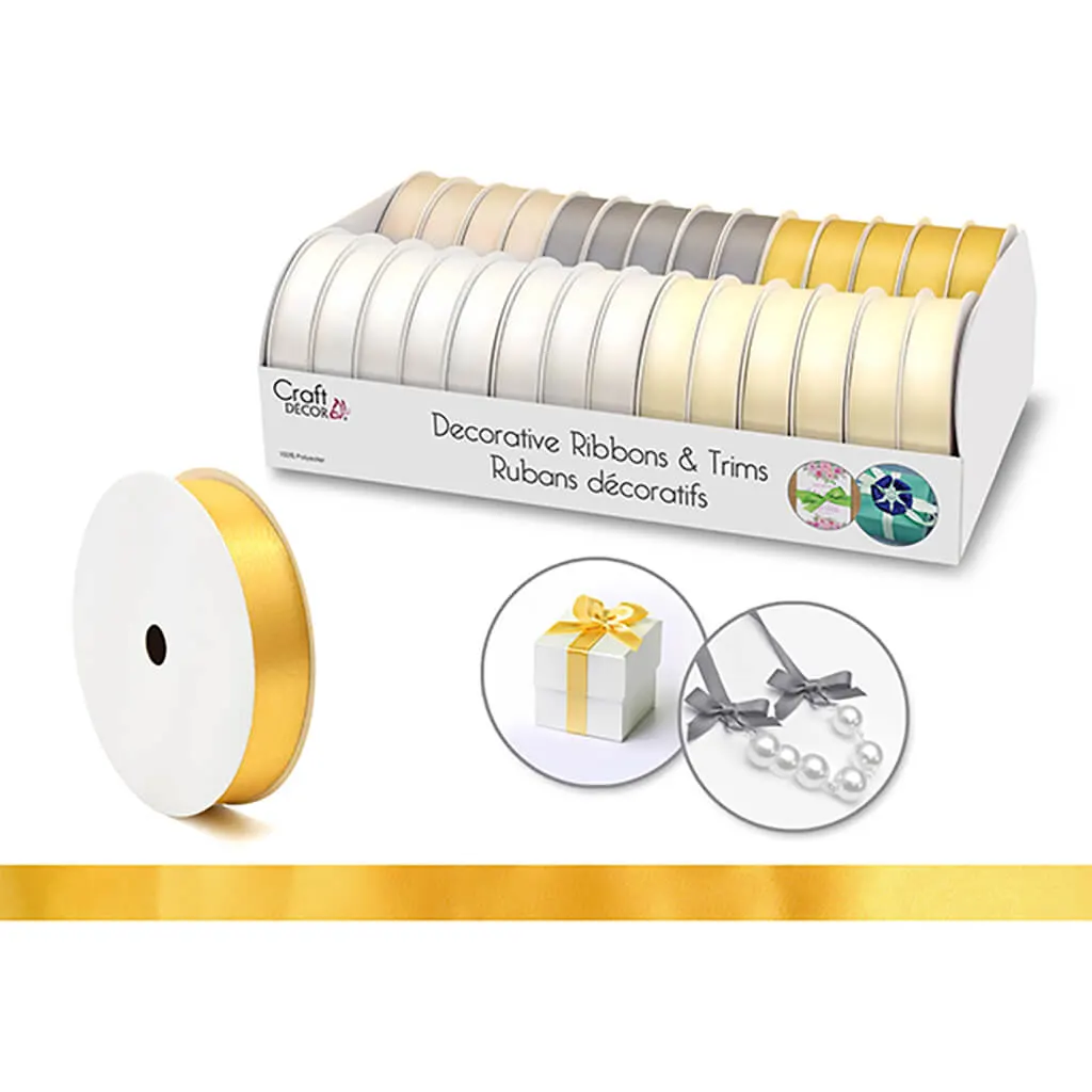 Craft Decor Ribbons/Trims: Poly-Satin 5/8IN x 4yd Rolls Elegance White - Image 5