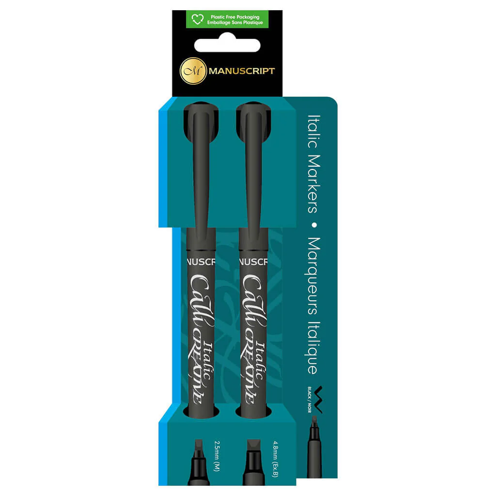Callicreative Italic Markers, Twin Pack Black 2.5mm/4.8mm