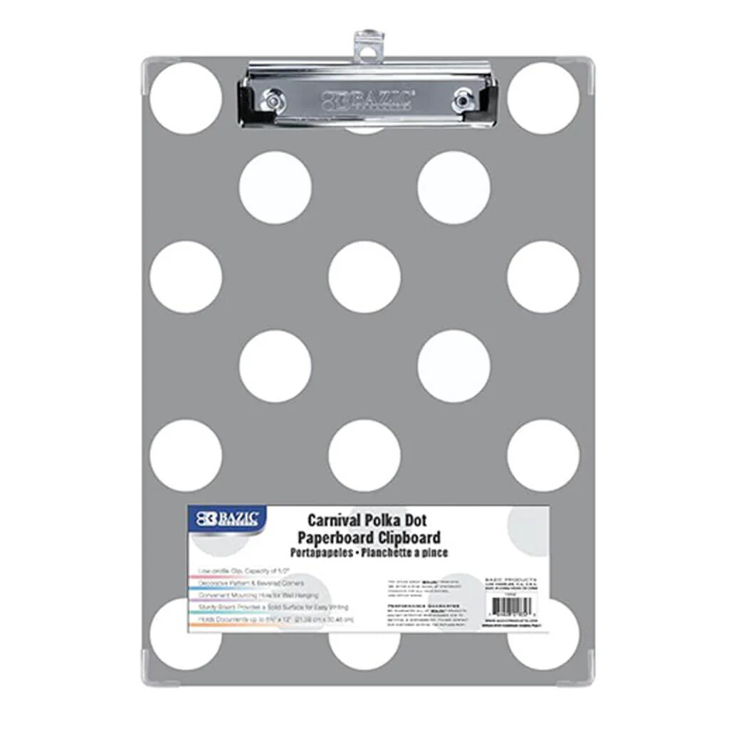 BAZIC Standard Size Carnival Polka Dot Paperboard Clipboard with Low Profile Clip Blue - Image 3