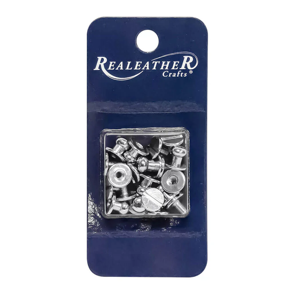 Realeather Crafts Button Stud & Post 10pk Silver Plated