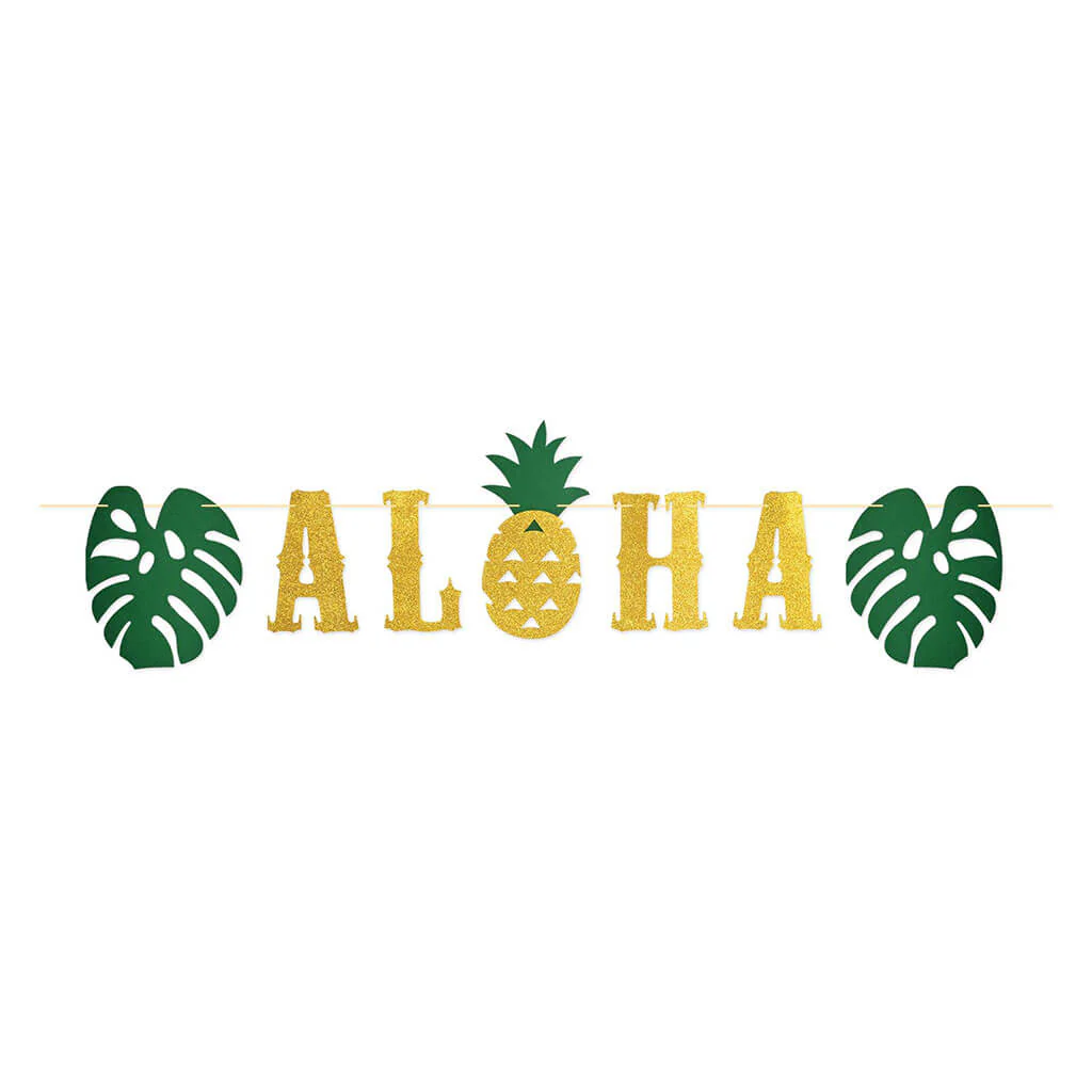 Glittered Aloha Streamer, 16in x 6ft