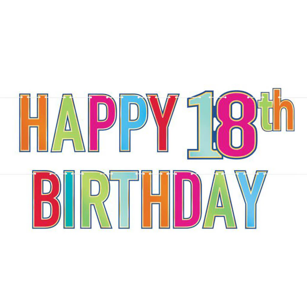 Foil Happy "18th" Birthday Streamer Multicolor, 7.5in x 5ft
