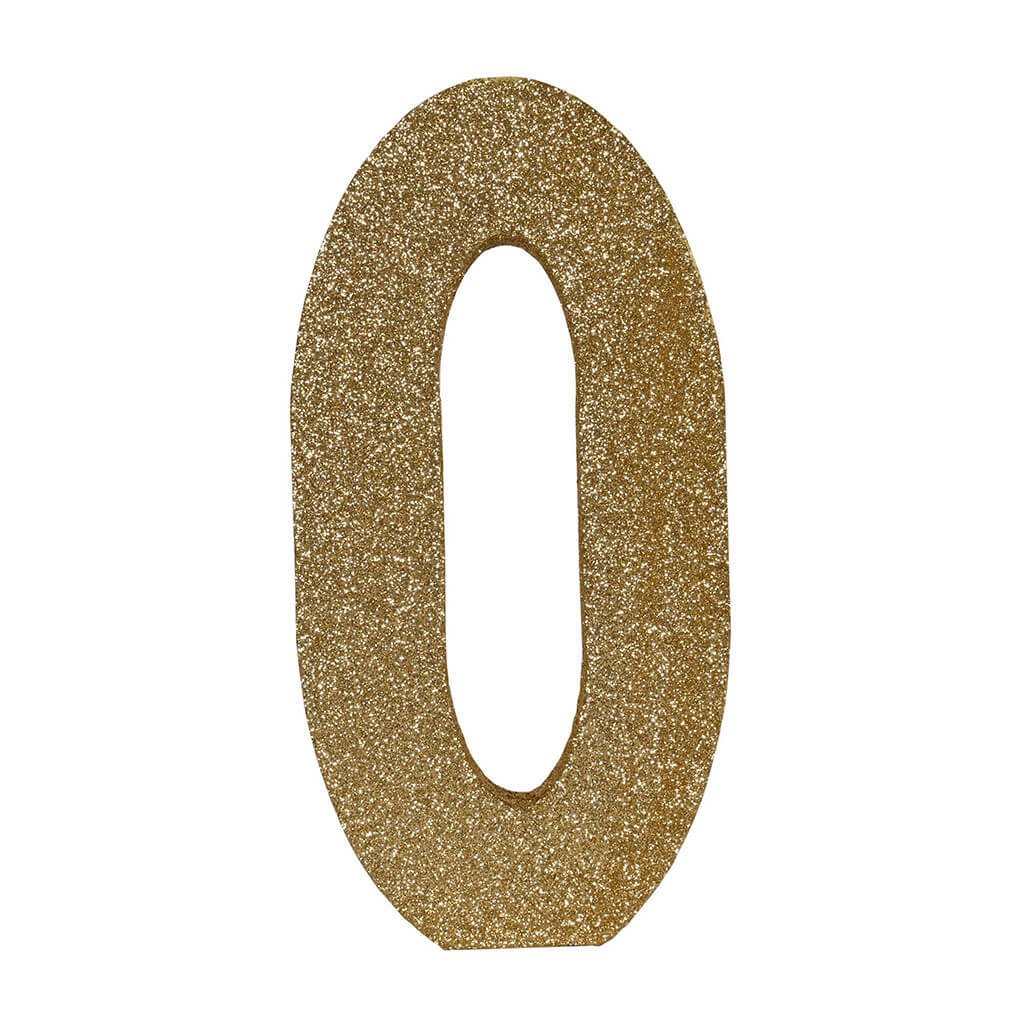 3-D Glittered "0" Centerpiece Gold, 8in x 4in x 1in