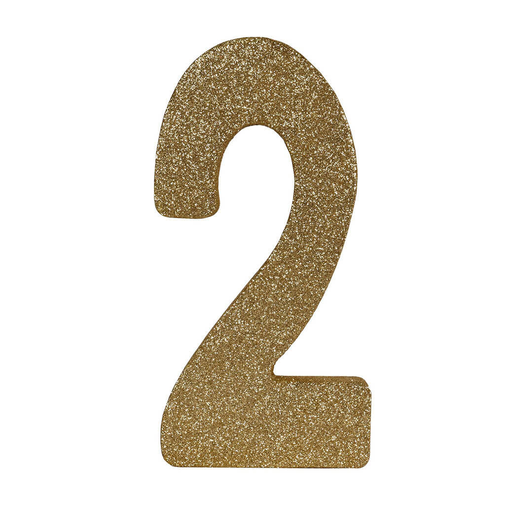 3-D Glittered "2" Centerpiece Gold, 8in x 4in x 1in