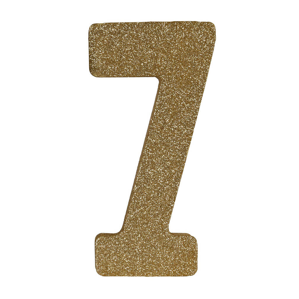 3-D Glittered "7" Centerpiece Gold, 8in x 4in x 1in