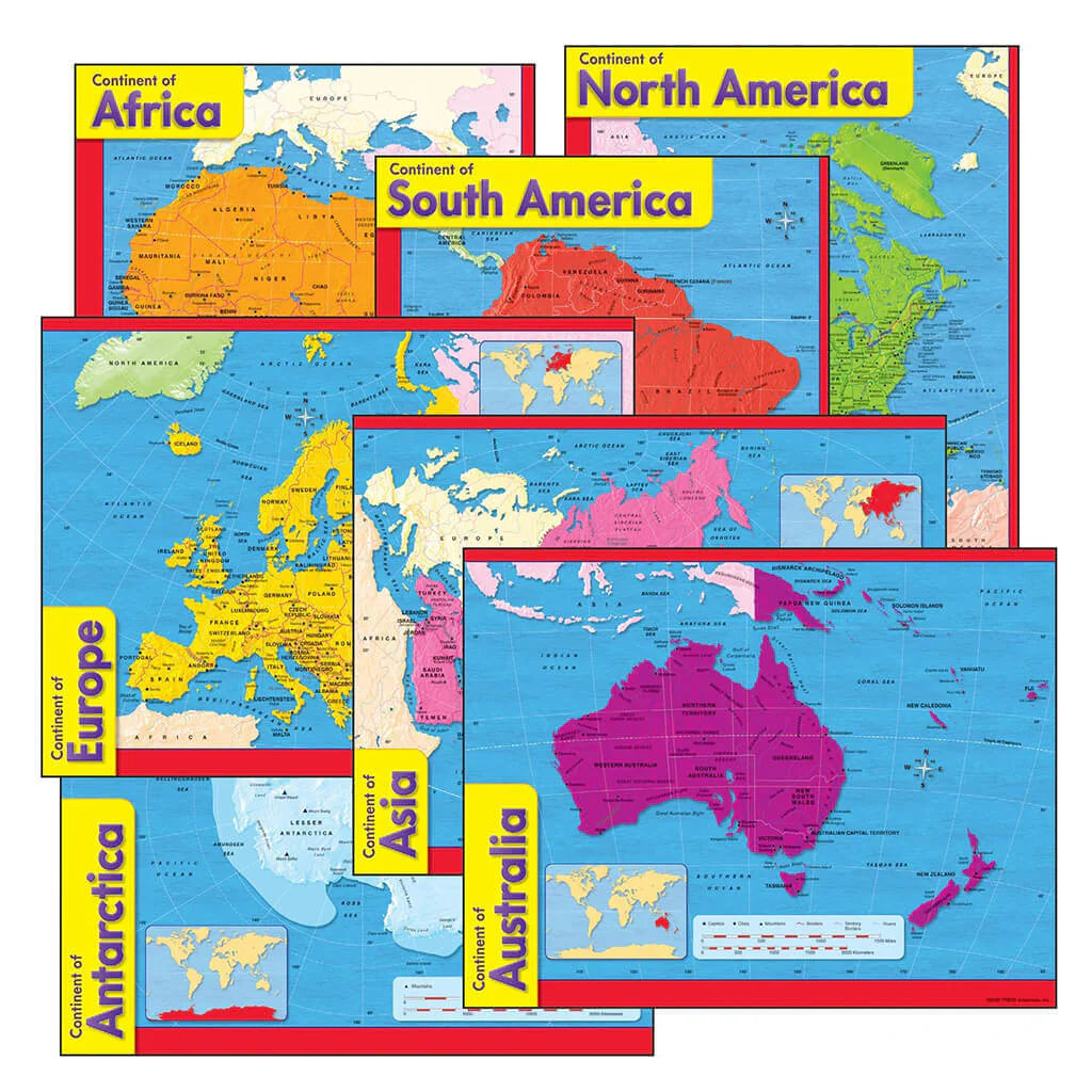 Continents Learning Charts Combo Pack