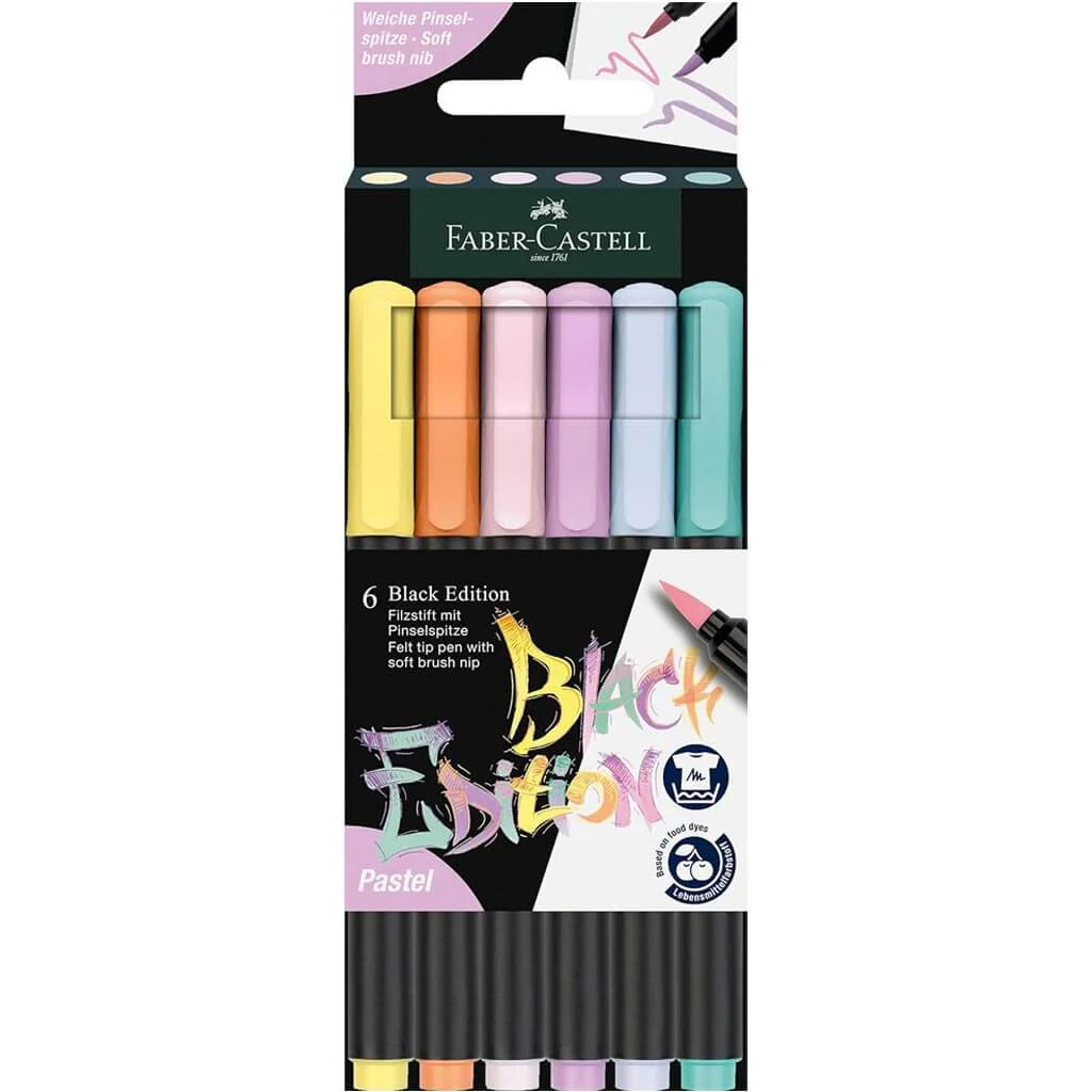 Felt Tip Brush Pen Black Edition 6ct, Box