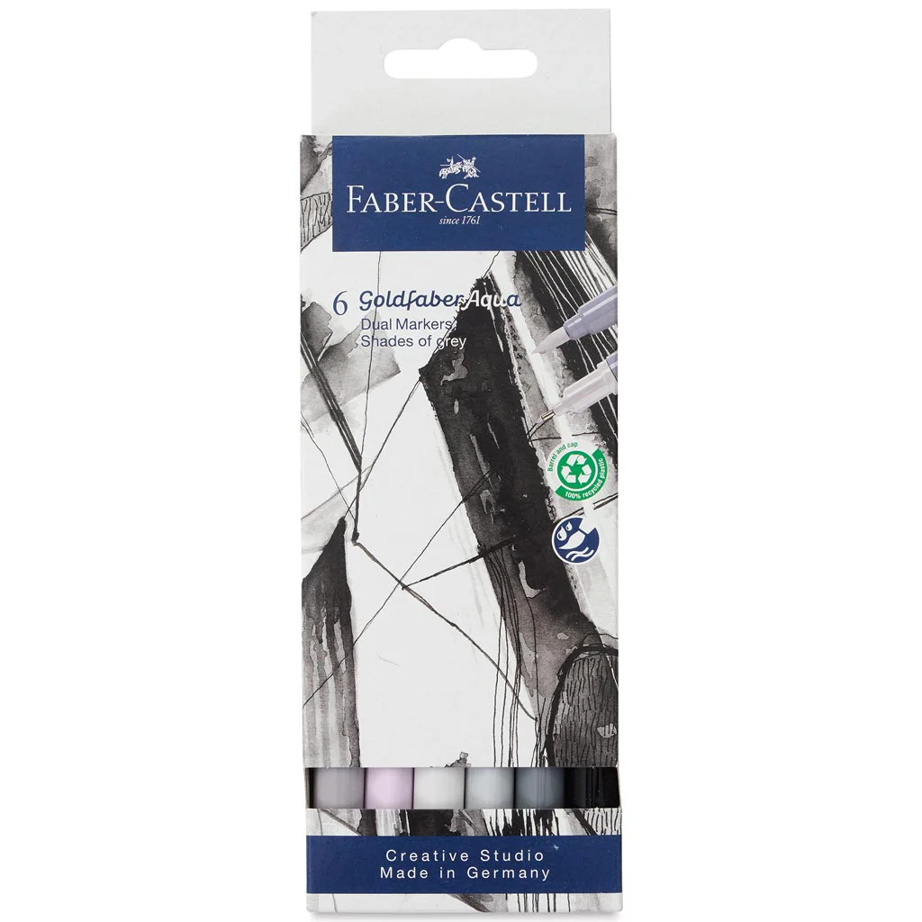 Goldfaber Dual Watercolor Marker 6ct, Shades of Grey