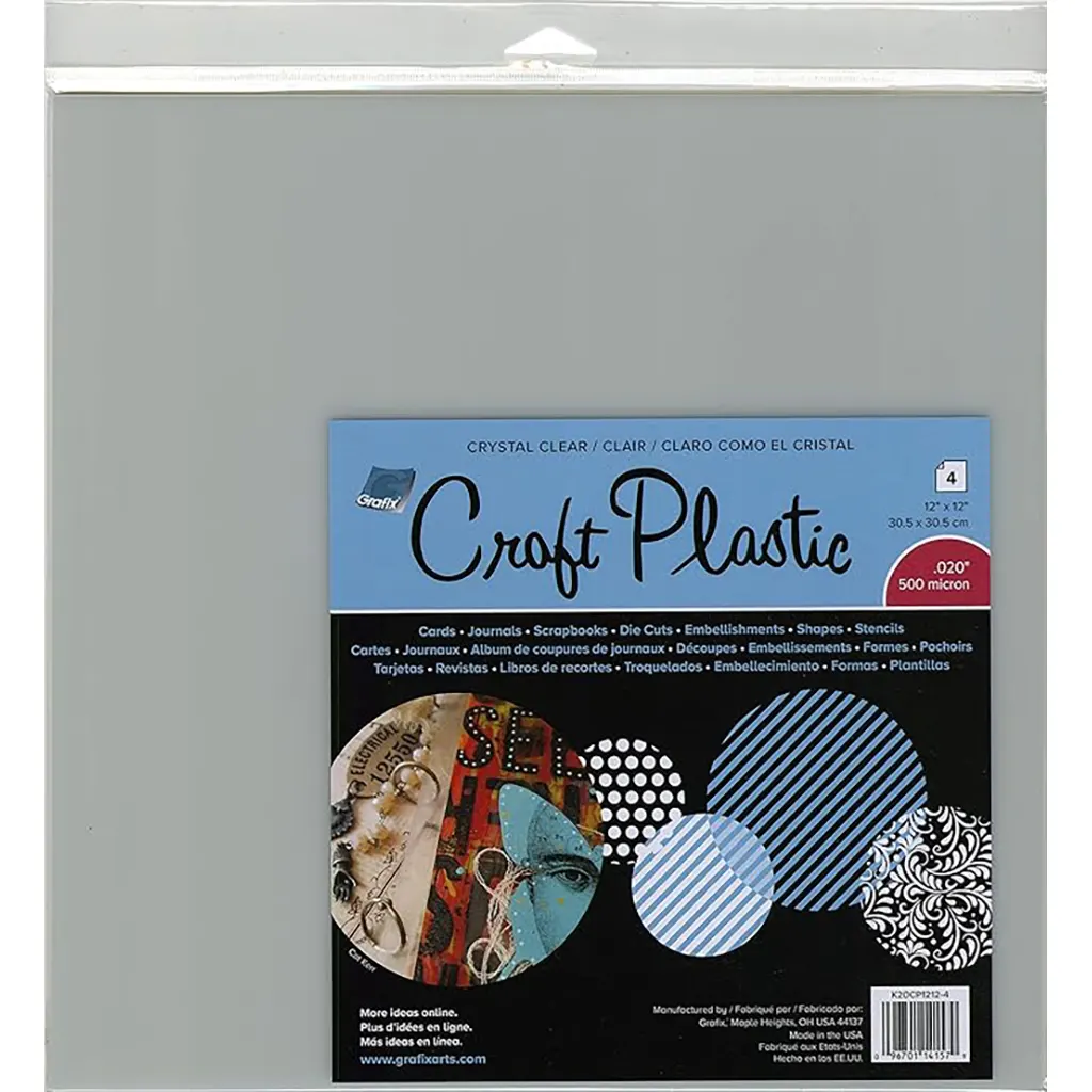 Pk/4 Sheet .020 Clear Plastic 12X12