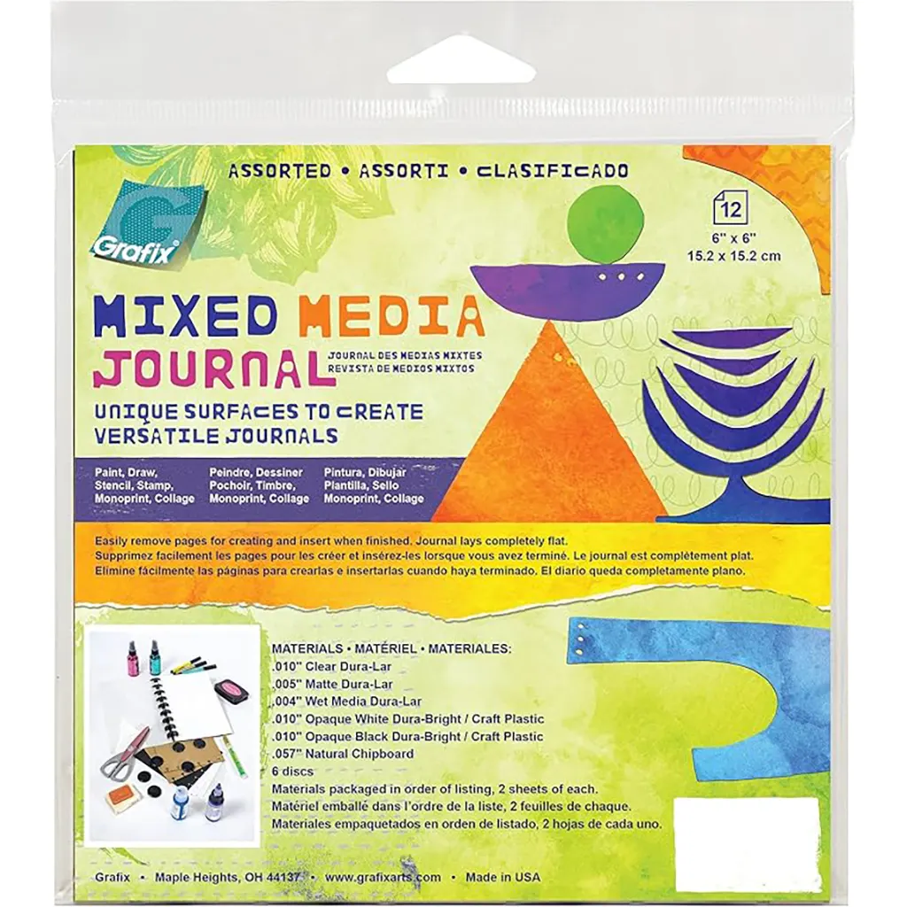 Pk/12 Asst Mixed Media Journal W/Discs 6X6IN